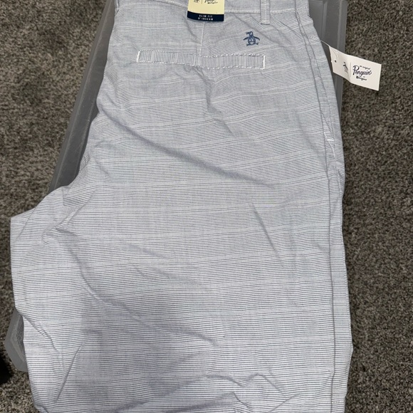 Men’s Original Penguin Blue Striped Shorts - Picture 2 of 5